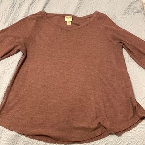 Burgundy waffle textured long sleeve shirt